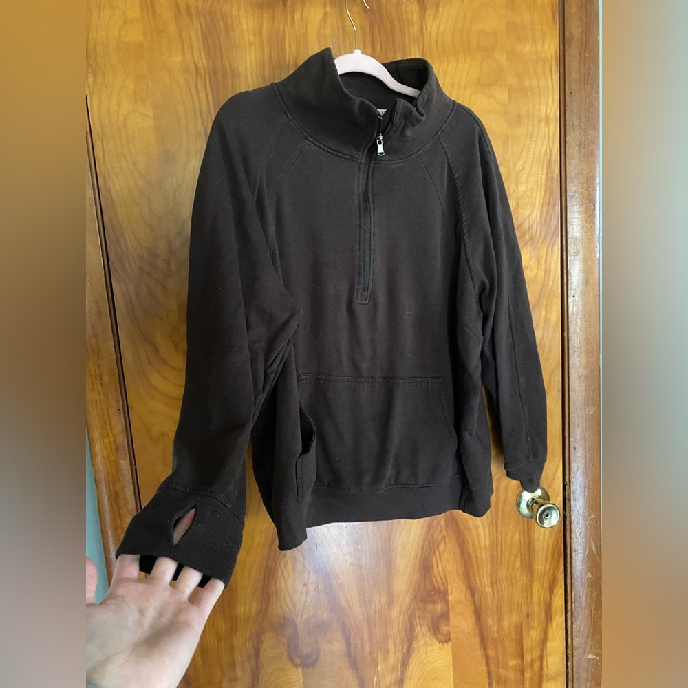 Maurices Mock Scuba Brown Half-Zip Sweatshirt